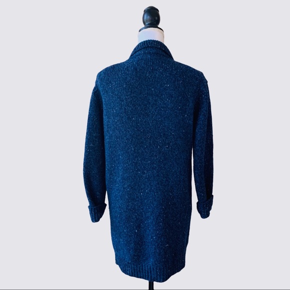 MERCER & MADISON LAMBSWOOL BLUE LONGLINE BUTTON DOWN CARDIGAN SWEATER - Picture 14 of 16